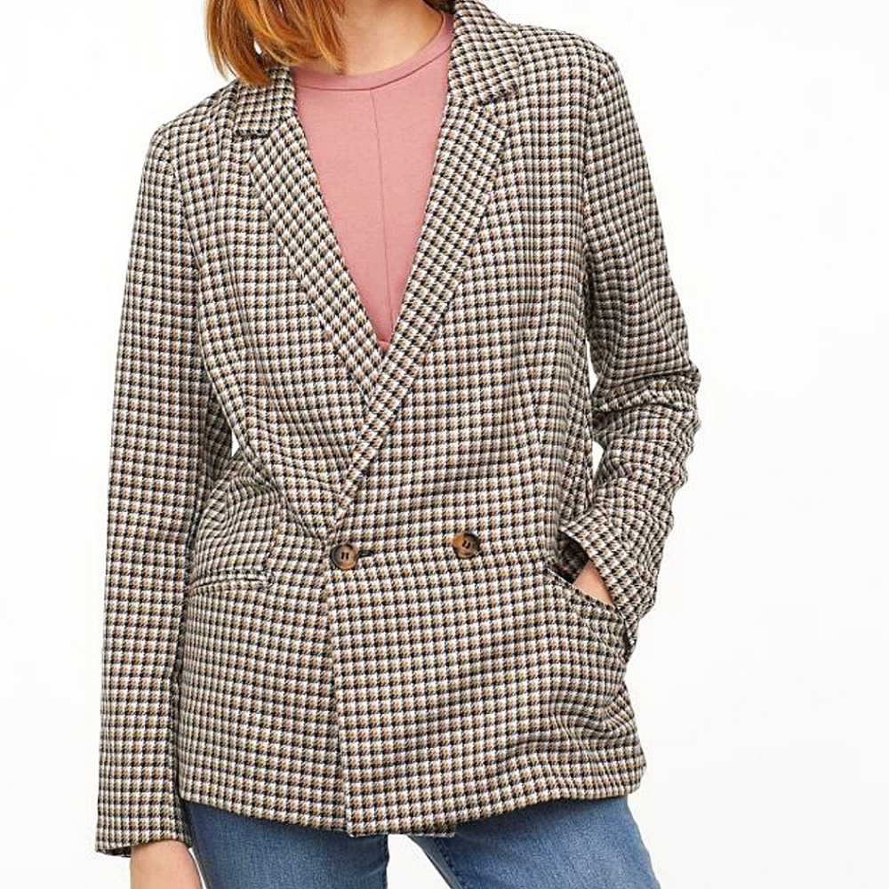NWOT H&M Double- Breasted Jacket Blazer Houndsooth Pattern - Small